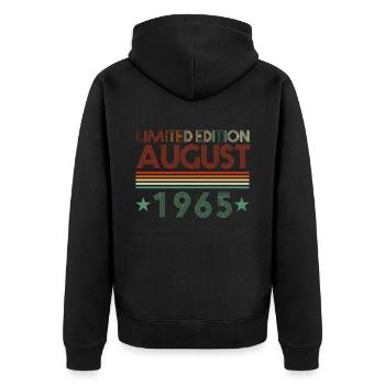 57e anniversaire Naissance en août 1965 Idée cadeau - Veste à capuche bio Premium Unisexe - noir - Dos - Nico (187cm)