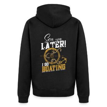 Boat Captain Boater Boat Captain Boat Shirt - Unisex Premium Organic Zip Hoodie - black - Back - Nico (187cm)