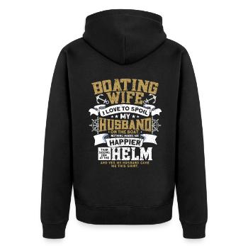 Boat Captain Boater Boat Captain Boat Shirt - Unisex Premium Organic Zip Hoodie - black - Back - Nico (187cm)