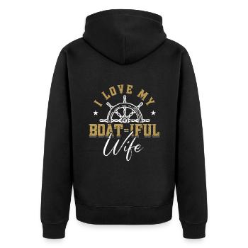 Boat Captain Boater Boat Captain Boat Shirt - Unisex Premium Organic Zip Hoodie - black - Back - Nico (187cm)