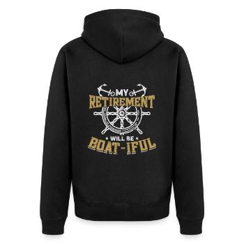 Boat Captain Boater Boat Captain Boat Shirt - Unisex Premium Organic Zip Hoodie - black - Back - Nico (187cm)