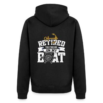 Boat Captain Boater Boat Captain Boat Shirt - Unisex Premium Organic Zip Hoodie - black - Back - Nico (187cm)