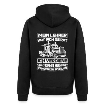LKW-Fahrer Lustiger LKW Lastwagen Spruch Männer - Unisex Premium Bio Zip Hoodie - Schwarz - Hinten - Nico (187cm)