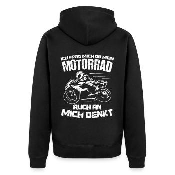 Motorrad Biker Motorradfahrer Spruch Motorrad Gesc - Unisex Premium Bio Zip Hoodie - Schwarz - Hinten - Nico (187cm)