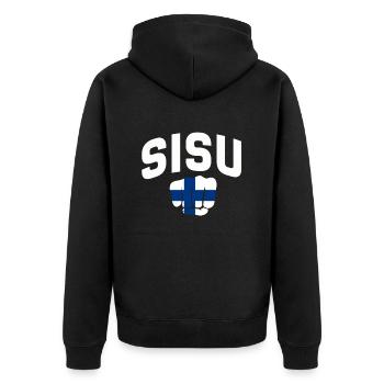 Finnland Geschenk Urlaub Lappland Heimat Finne - Unisex Premium Bio Zip Hoodie - Schwarz - Hinten - Nico (187cm)