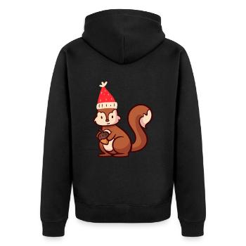 squirrel Ugly Christmas Christmas Xmas - Unisex Premium Organic Zip Hoodie - black - Back - Nico (187cm)