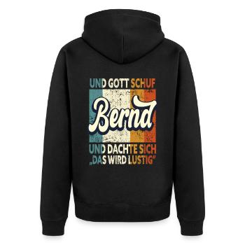 Bernd Name Vorname Geschenk - Unisex Premium Bio Zip Hoodie - Schwarz - Hinten - Nico (187cm)