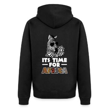 Zebra Tshirt in Afrika Pferd Safari - Unisex Premium Bio Zip Hoodie - Schwarz - Hinten - Nico (187cm)
