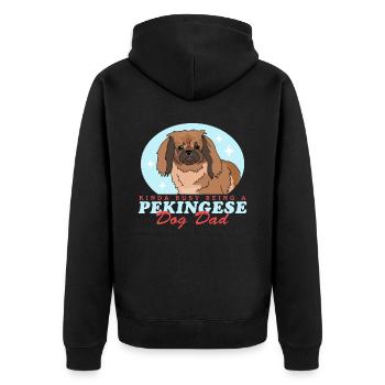Papa pékinois | Cadeau de propriétaire de chien pékinois - Veste à capuche bio Premium Unisexe - noir - Dos - Nico (187cm)