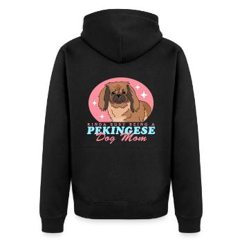 Maman Pékinoise | Cadeau de propriétaire de chien pékinois - Veste à capuche bio Premium Unisexe - noir - Dos - Nico (187cm)