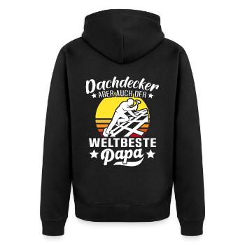 Papa Dachdecker Vater Dachdecken - Unisex Premium Bio Zip Hoodie - Schwarz - Hinten - Nico (187cm)