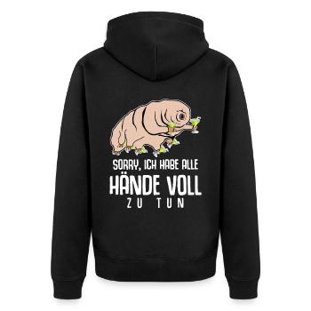 Tardigrade Party Alkohol Wasserbär - Unisex Premium Bio Zip Hoodie - Schwarz - Hinten - Nico (187cm)