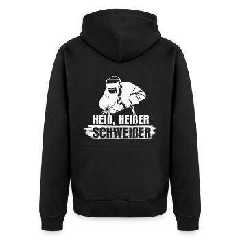 Schweißen Heiß Heißer Schweißer - Unisex Premium Bio Zip Hoodie - Schwarz - Hinten - Nico (187cm)