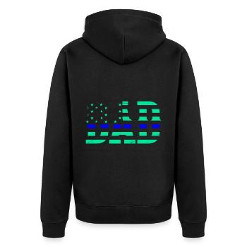 Polizist Vatertag Dad USA Flagge - Unisex Premium Bio Zip Hoodie - Schwarz - Hinten - Nico (187cm)