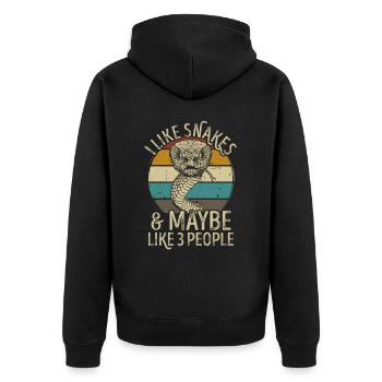 Schlangen Schlange retro vintage lustig Spruch - Unisex Premium Bio Zip Hoodie - Schwarz - Hinten - Nico (187cm)