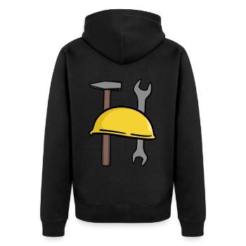 Crafts Safety helmet Tool Construction site Commercial - Unisex Premium Organic Zip Hoodie - black - Back - Nico (187cm)