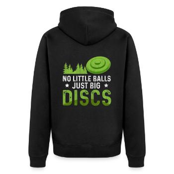 No Little Balls Just Big Discs Fun Disc Golf - Unisex Premium Organic Zip Hoodie - black - Back - Nico (187cm)