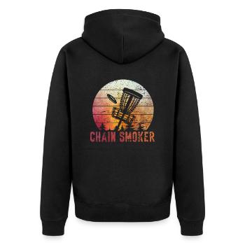 Retro Sunset Chain Smoker Disc Golf - Veste à capuche bio Premium Unisexe - noir - Dos - Nico (187cm)