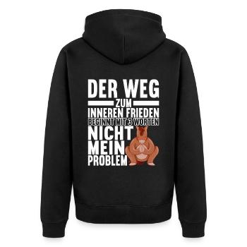 Lustige Sprüche Sarkasmus Yoga - Unisex Premium Bio Zip Hoodie - Schwarz - Hinten - Nico (187cm)