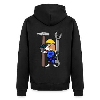 Chantier de construction Artisan Chien Outil Casque de sécurité Travail - Veste à capuche bio Premium Unisexe - noir - Dos - Nico (187cm)