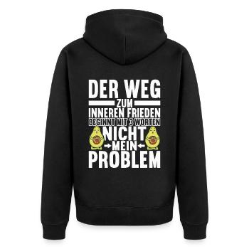 Lustige Sprüche Sarkasmus Yoga - Unisex Premium Bio Zip Hoodie - Schwarz - Hinten - Nico (187cm)