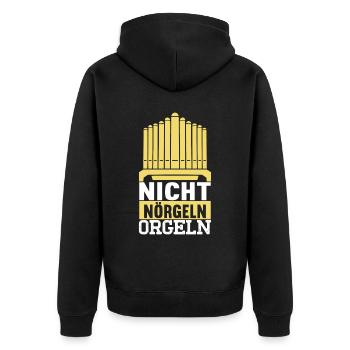 Orgel Organist - Unisex Premium Bio Zip Hoodie - Schwarz - Hinten - Nico (187cm)