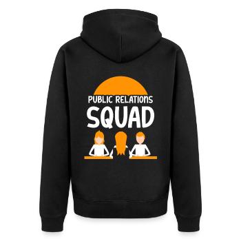 Public Relations Team PR Öffentlichkeitsarbeit - Unisex Premium Bio Zip Hoodie - Schwarz - Hinten - Nico (187cm)