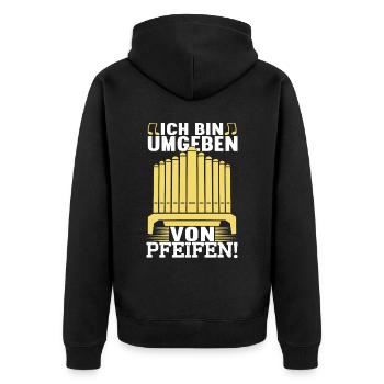 Orgel Organist - Unisex Premium Bio Zip Hoodie - Schwarz - Hinten - Nico (187cm)