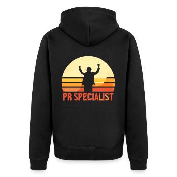 PR Spezialist Public Relations Job Beruf - Unisex Premium Bio Zip Hoodie - Schwarz - Hinten - Nico (187cm)