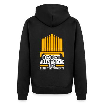 Orgel Organist - Unisex Premium Bio Zip Hoodie - Schwarz - Hinten - Nico (187cm)