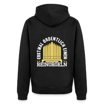 Orgel Organist - Unisex Premium Bio Zip Hoodie - Schwarz - Hinten - Nico (187cm)