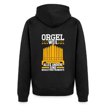 Orgel Organist - Unisex Premium Bio Zip Hoodie - Schwarz - Hinten - Nico (187cm)