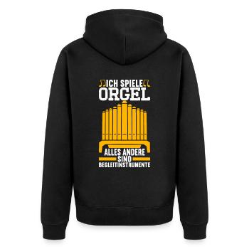 Orgel Organist - Unisex Premium Bio Zip Hoodie - Schwarz - Hinten - Nico (187cm)