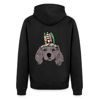 Hundekopf indianisch Kinder Hund Hunde - Unisex Premium Bio Zip Hoodie - Schwarz - Hinten - Nico (187cm)