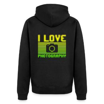 I love photography - Unisex Premium Bio Zip Hoodie - Schwarz - Hinten - Nico (187cm)