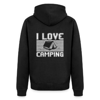 I love camping - Unisex Premium Bio Zip Hoodie - Schwarz - Hinten - Nico (187cm)