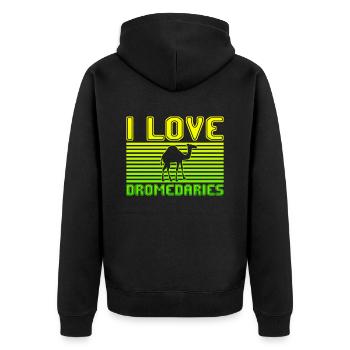 I love dromedaries - Unisex Premium Organic Zip Hoodie - black - Back - Nico (187cm)