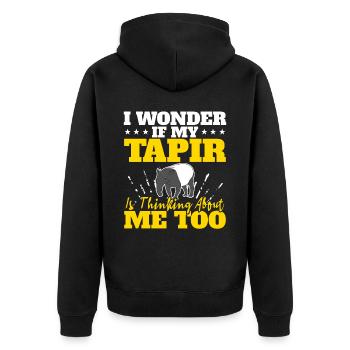 Ich frage mich, ob mein Tapir auch über mich nachd - Unisex Premium Bio Zip Hoodie - Schwarz - Hinten - Nico (187cm)