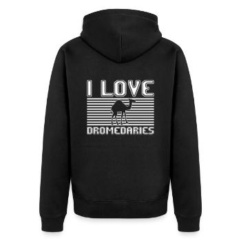 I love dromedaries - Unisex Premium Organic Zip Hoodie - black - Back - Nico (187cm)