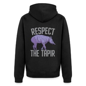 Respektiere den Tapir Wildtier Tierpfleger - Unisex Premium Bio Zip Hoodie - Schwarz - Hinten - Nico (187cm)