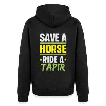 Save a Horse Ride a Tapir Animal Keeper - Unisex Premium Organic Zip Hoodie - black - Back - Nico (187cm)
