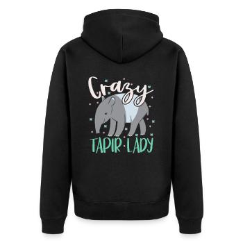 Verrückte Tapir-Dame Tierpfleger Tapirrific - Unisex Premium Bio Zip Hoodie - Schwarz - Hinten - Nico (187cm)