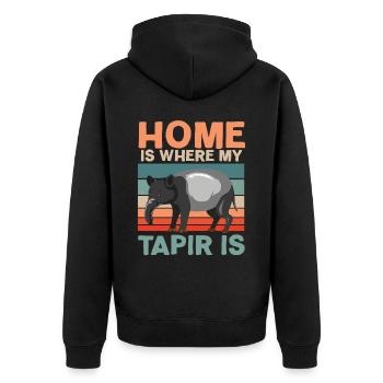 Zuhause ist, wo mein Tapir ist Tierpfleger - Unisex Premium Bio Zip Hoodie - Schwarz - Hinten - Nico (187cm)