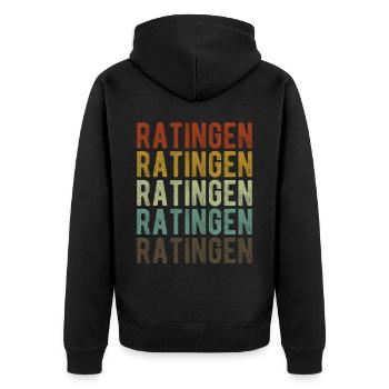 Ratingen Stadt Retro Vintage - Unisex Premium Bio Zip Hoodie - Schwarz - Hinten - Nico (187cm)