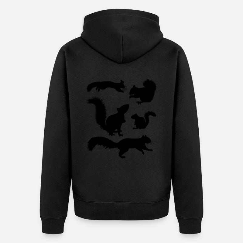 Écureuil, mignon amateur d’écureuils, - Veste à capuche bio Premium Unisexe - noir
