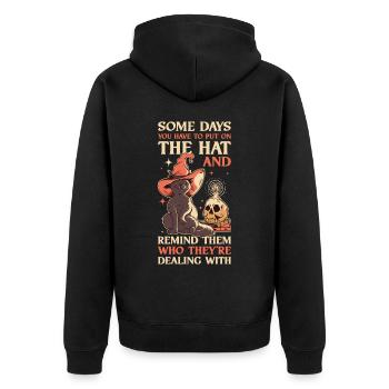Put On The Hat Wicca Gift - Unisex Premium Organic Zip Hoodie - black - Back - Nico (187cm)