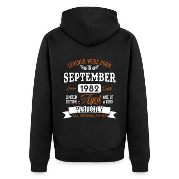 Born September 1982 Birthday Gift - Unisex Premium Organic Zip Hoodie - black - Back - Nico (187cm)