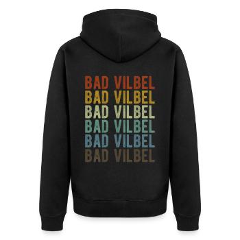 Bad Vilbel Stadt Retro Vintage - Unisex Premium Bio Zip Hoodie - Schwarz - Hinten - Nico (187cm)