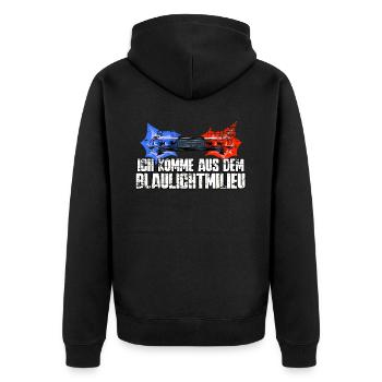 Polizist Polizei - Unisex Premium Bio Zip Hoodie - Schwarz - Hinten - Nico (187cm)