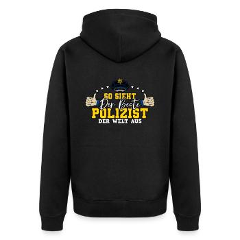 Polizist Polizei - Unisex Premium Bio Zip Hoodie - Schwarz - Hinten - Nico (187cm)